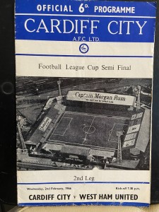 Cardiff City V West Ham United, 2nd February 1966, LEAGUE CUP SEMI FINAL 2nd Leg for sale on Ebay