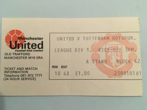 Man United V Tottenham Hotspur 1976 ticket for sale on Ebay