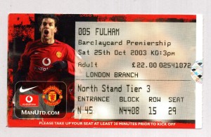 Manchester United v Fulham 2003-2004 Premier League Ticket 25/10/2003 for sale on Ebay