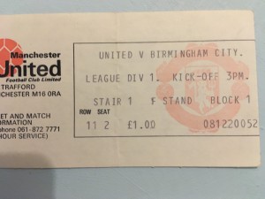 Man United V Birmingham City 1976 ticket for sale on Ebay