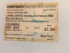 Derby County V Man United 1980 ticket for sale on Ebay