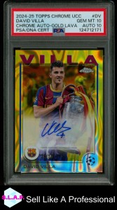 DAVID VILLA 29/50 CHROME AUTO-GOLD TOPPS CHROME UCC AUTOGRAPHS 2024-25 DV PSA 10 for sale on Ebay