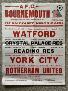 Jan 1973 AFC Bournemouth Match Poster Watford York City Rotherham United Reading for sale on Ebay