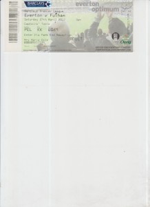 27  4  13  Everton  v  Fulham       match  ticket for sale on Ebay