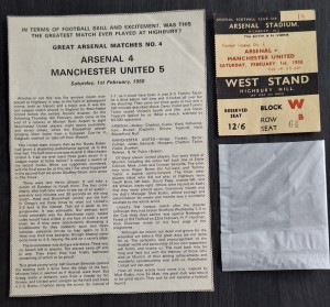 Arsenal v Manchester United 1st February 1958 - Just Before Munich Air Disaster for sale on Ebay