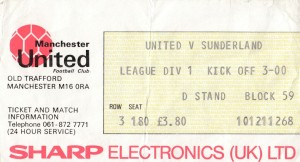 MANCHESTER UNITED V SUNDERLAND 27/12/1982 D1 USED TICKET for sale on Ebay