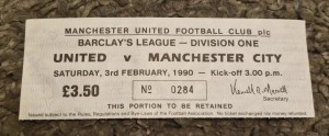 Manchester United Vs Manchester City February 3rd 1990 Ticket Stub for sale on Ebay