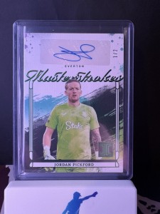 Jordan Pickford Everton Masterstrokes Auto 1/2! SSP! Panini Impeccable 2024-2025 for sale on Ebay