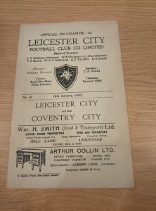 1951/52 Leicester City v Coventry City 12/1/52 FA Cup 3rd Round for sale on Ebay