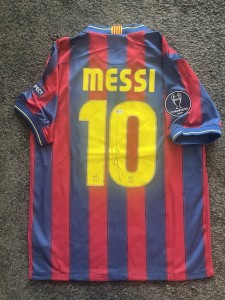 Lionel Messi Barcelona Hand-Signed Shirt Beckett In-Person Witnessed for sale on Ebay