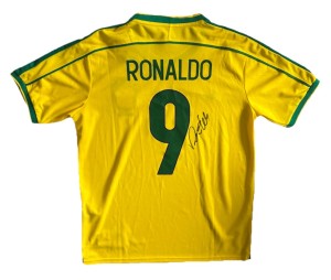 R9 RONALDO NAZARIO Hand Signed Brazil National Team Football #9 Shirt Proof/COA for sale on Ebay