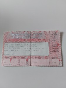 MANCHESTER UNITED v BRIGHTON FACUP 4TH RD FOOTBALL TICKET 23RD JAN 1993 for sale on Ebay