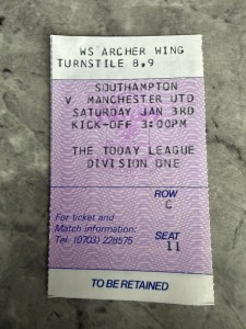 Manchester United FC Southampton Football Away Ticket Stub Saturday 3rd Jan1987 for sale on Ebay