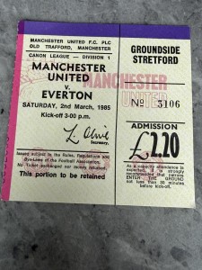 Manchester United FC Everton Football Ticket Stub Saturday 2nd March 1985 for sale on Ebay