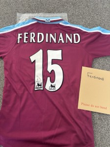 Rio Ferdinand West Ham Signed Football Shirt with COA for sale on Ebay