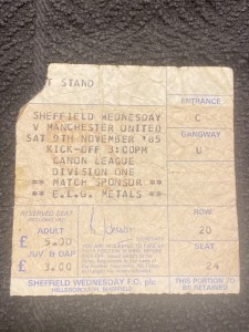 Sheffield Wednesday v Manchester United 1985/86 Division One League Ticket for sale on Ebay