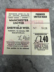 Manchester United FC Sheffield Wednesday Football Ticket Stub Tue 1st Jan 1985 for sale on Ebay