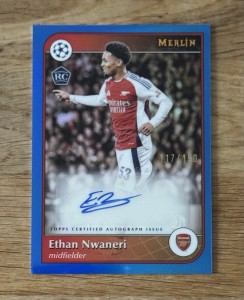 24/25 Topps Merlin UCC Ethan Nwaneri Arsenal Auto /150 RC for sale on Ebay