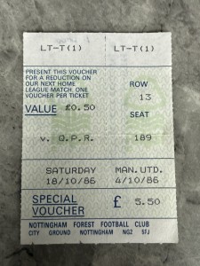 Manchester United QPR Queens Park Rangers Football Away Ticket Sat 18th Oct 1986 for sale on Ebay