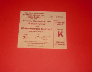 1970/71 ASTON VILLA V MANCHESTER UNITED TICKET LEAGUE CUP SEMI FINAL (1971) for sale on Ebay