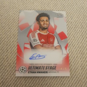 Topps UCC Flagship 2025-26 Ethan Nwaneri Auto 4/5 Red Ultimate Stage Arsenal FC for sale on Ebay