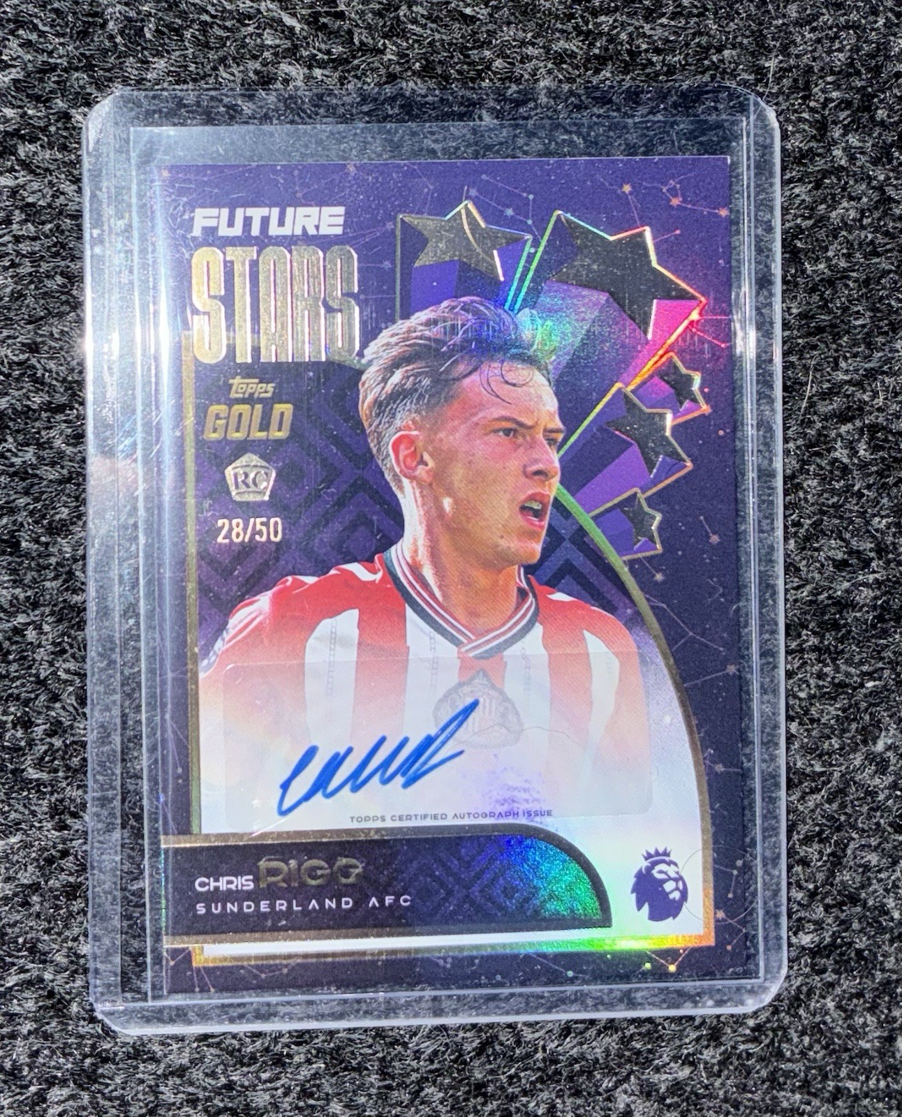 Chris Rigg Sunderland Topps Gold Autographed Card And Numbered 28/50 for sale on Ebay