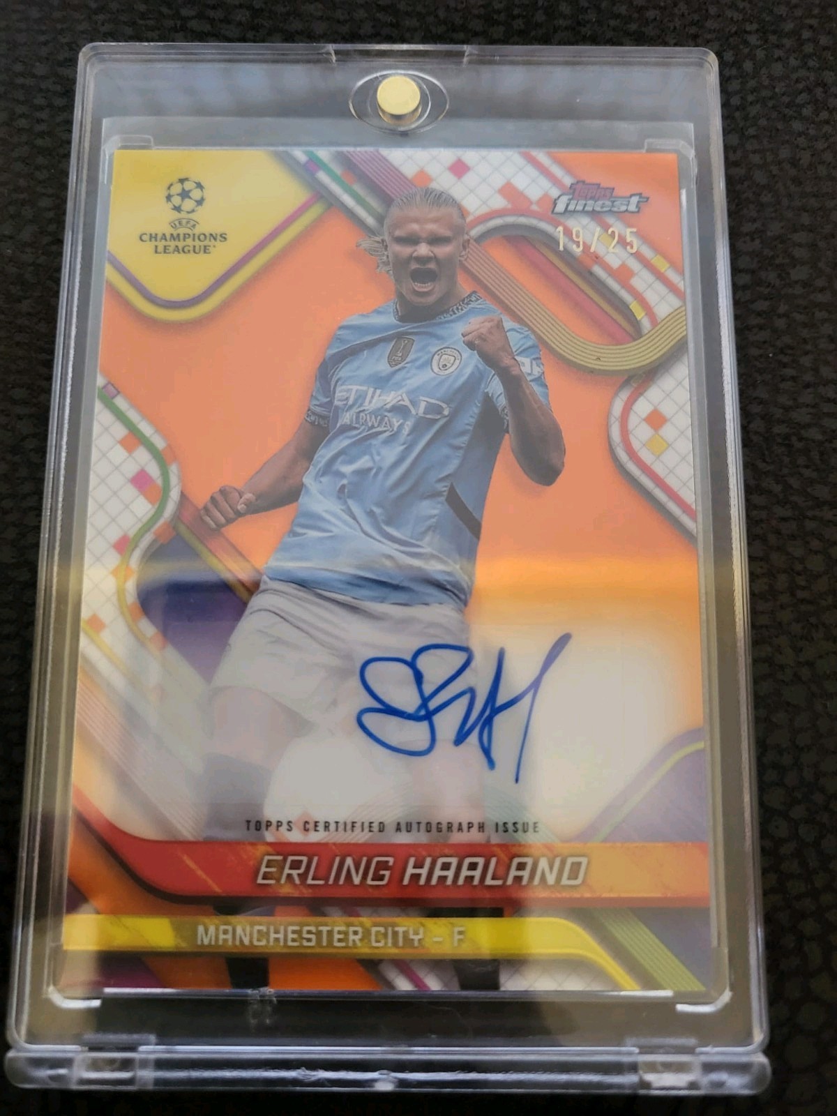 Erling Haaland Manchester City Topps Finest Auto Autograph Signature Card 19/25 for sale on Ebay
