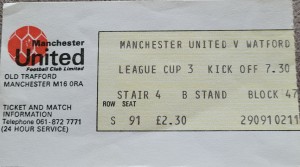 Manchester United V Watford League Cup Ticket 78-79 for sale on Ebay