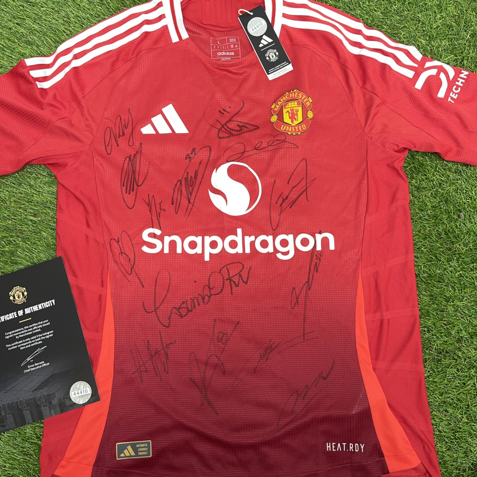 Manchester United 24/25 Home Shirt Signed by squad  COA signed by 15 for sale on Ebay