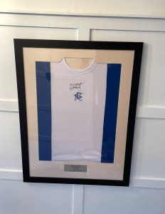 Framed Trevor Francis signed Birmingham city football shirt with COA for sale on Ebay