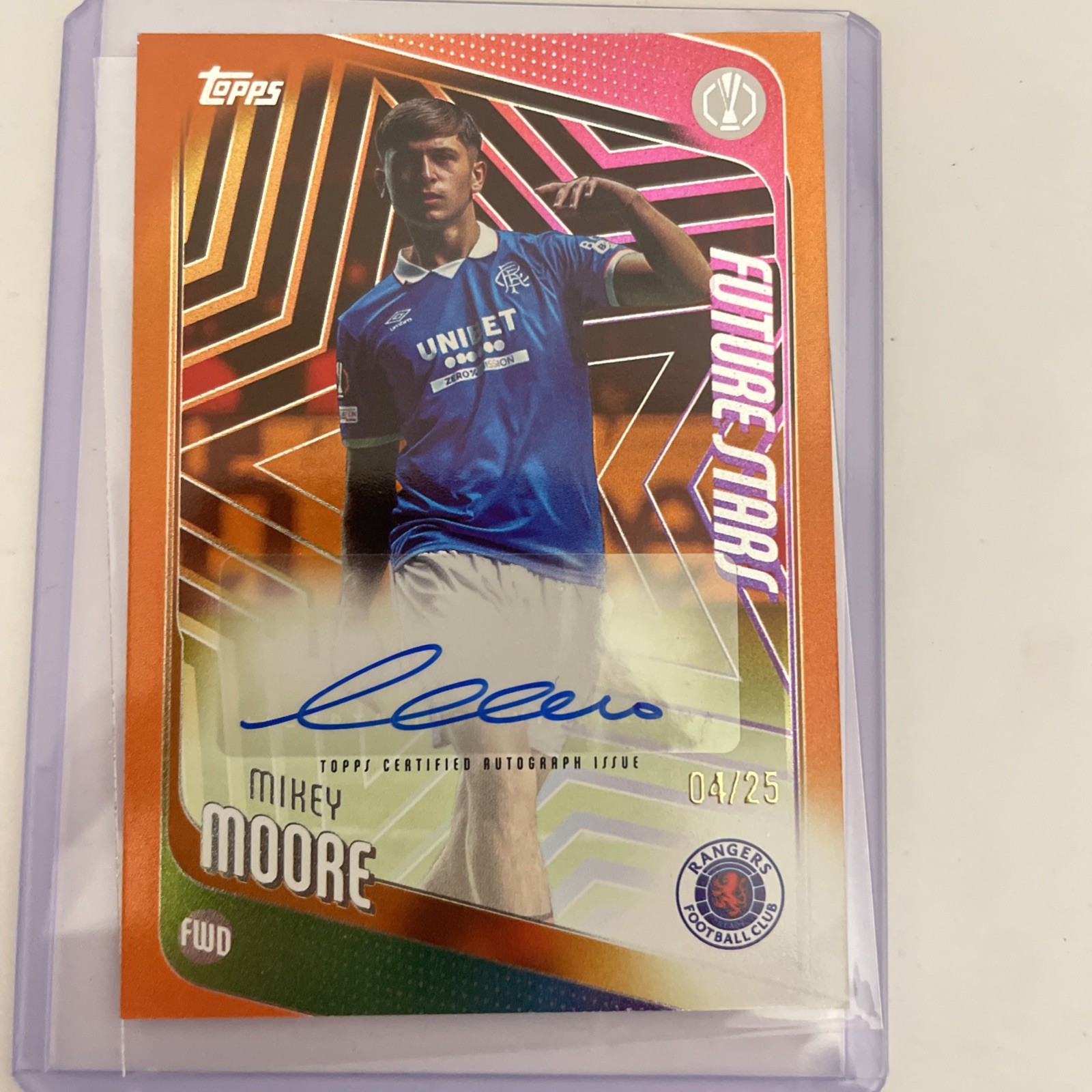 Topps UCC Flagship 2025-26 Mikey Moore Auto /25 Future Stars Glasgow Rangers  for sale on Ebay
