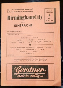 4 May 1952 EINTRACHT BRAUNSCHWEIG v BIRMINGHAM CITY, German Friendly RARE! for sale on Ebay