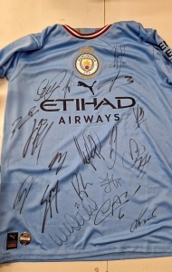Signed Jersey Manchester City 2022-2023 Treble Winners- CG S57 for sale on Ebay