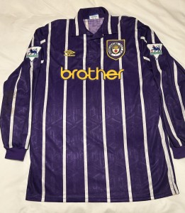 Manchester City 1993/94 Away Match Worn Shirt  for sale on Ebay