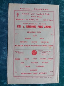 Lincoln City v Bradford Park Avenue 12th Oct 1960 League Cup for sale on Ebay