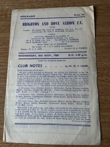 Brighton and Hove Albion v Wrexham football programme - 16 November 1960 - Rare! for sale on Ebay