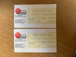 Manchester United v Coventry City~1980’s~2 Ticket Stubs for sale on Ebay