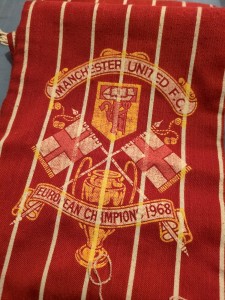 Manchester united rare scarf. 1968 European Champions. for sale on Ebay