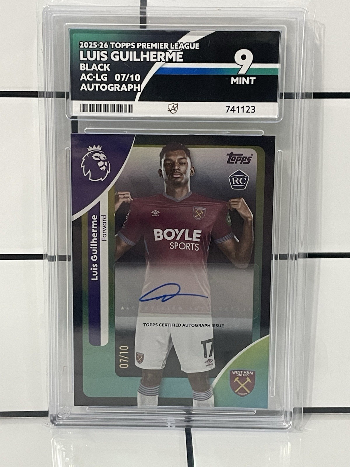Topps Premier League Luis Guilherme /10 Rookie RC - ACE Graded 9 - West Ham for sale on Ebay