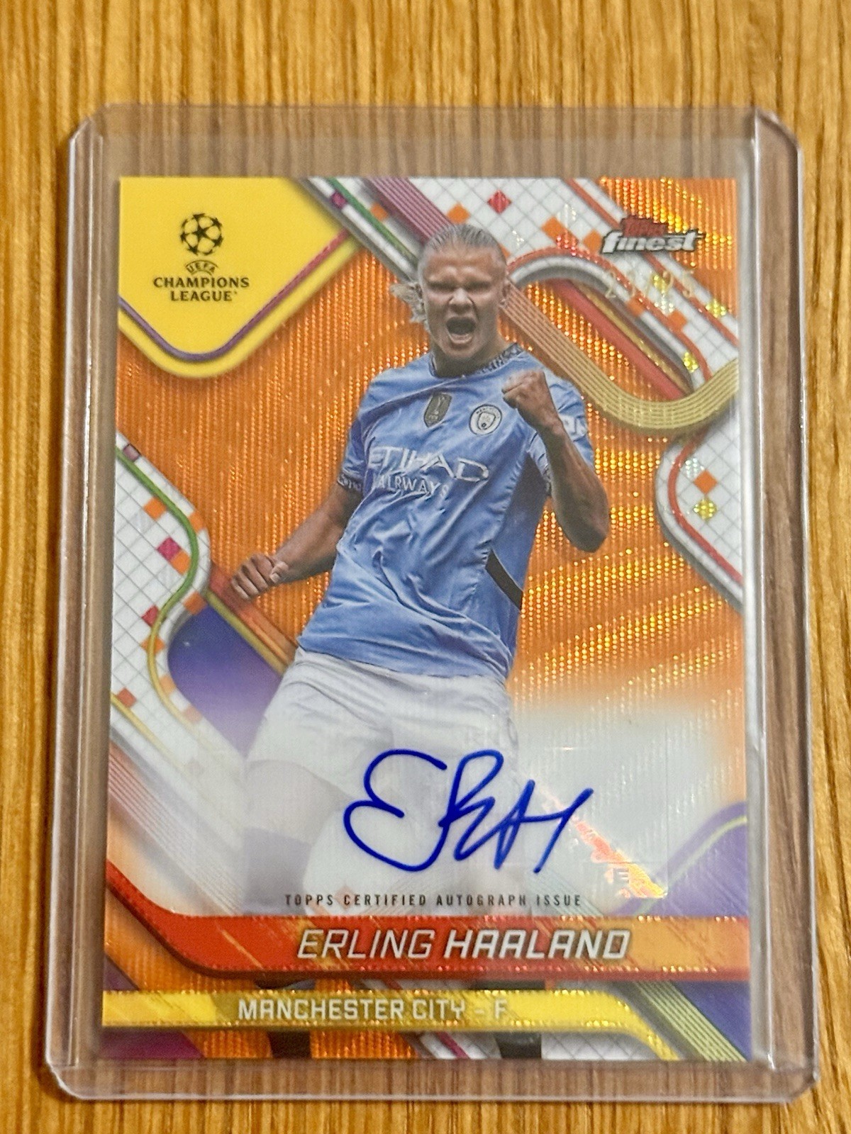 2024/25 Topps Finest UCC - Erling Haaland - Manchester City - Orange Wave /25 🔥 for sale on Ebay