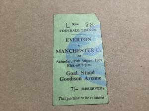 Small Ticket  STUB  MANCHESTER United v Everton 1967  away for sale on Ebay