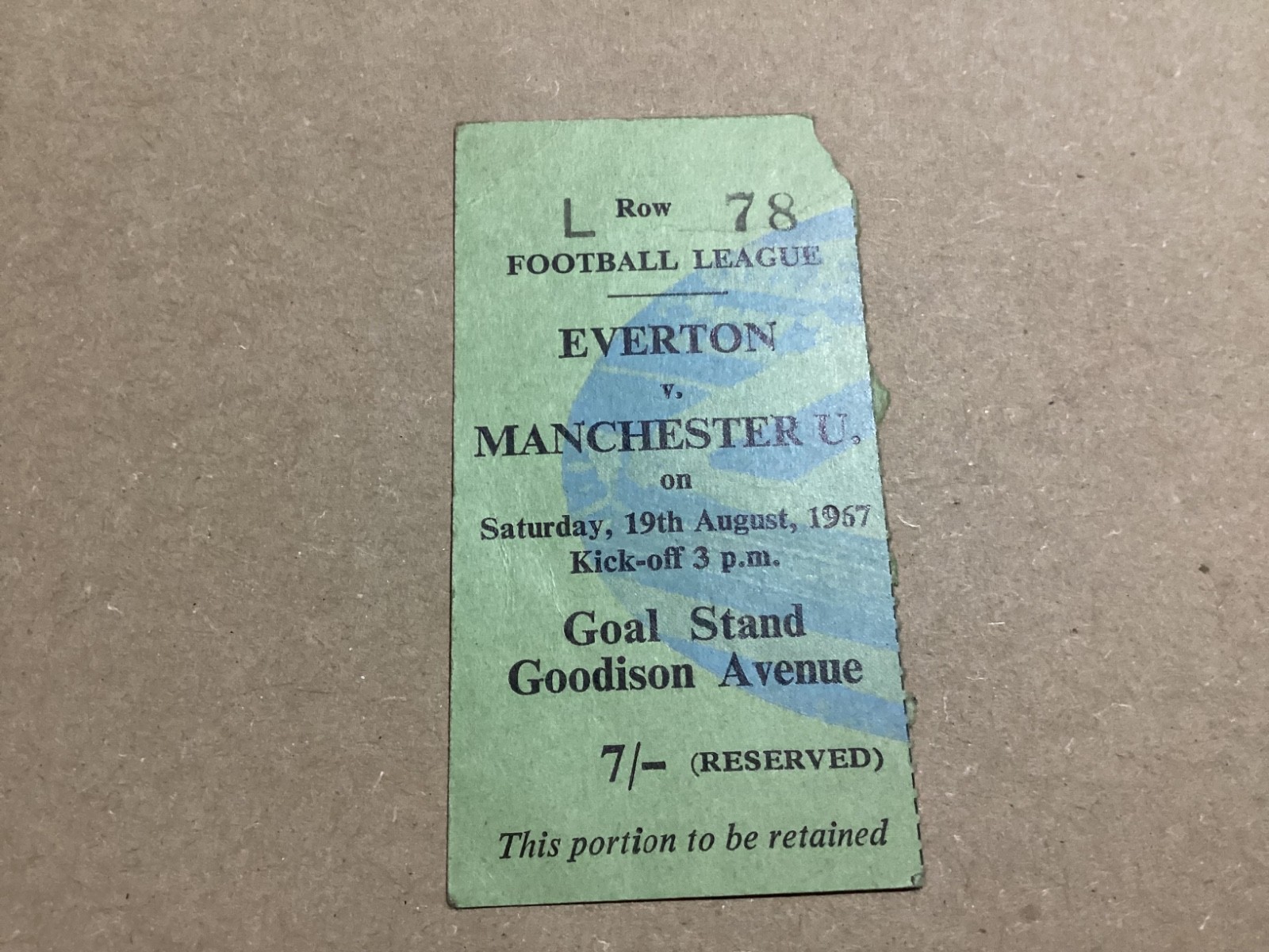 Small Ticket  STUB  MANCHESTER United v Everton 1967  away for sale on Ebay