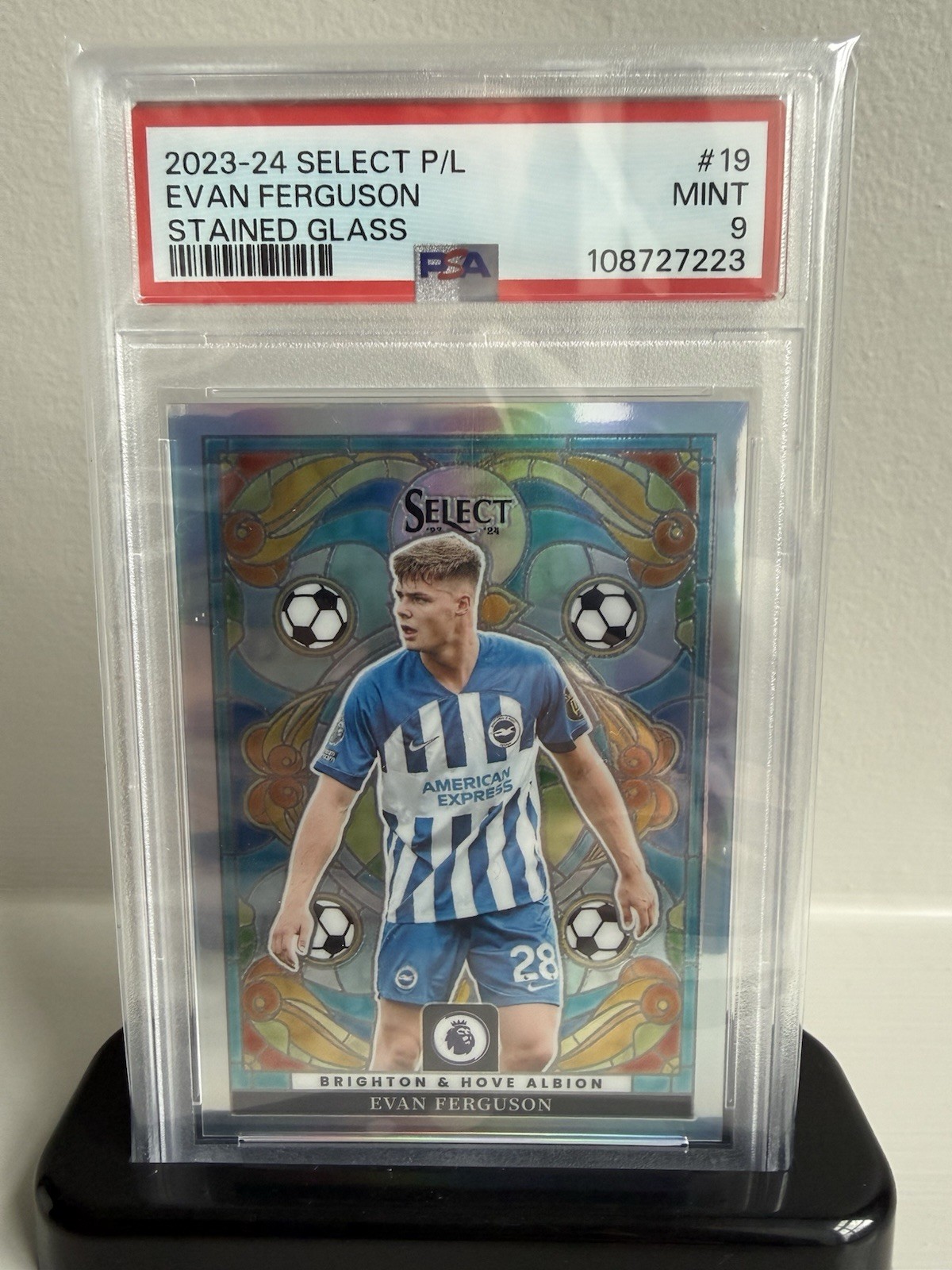 2023-24 Panini Select PL Evan Ferguson Stained Glass Case Brighton PSA 9 for sale on Ebay