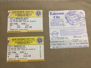 3 x Manchester United Leicester City Football Match Ticket Stubs 1986 97 and 200 for sale on Ebay