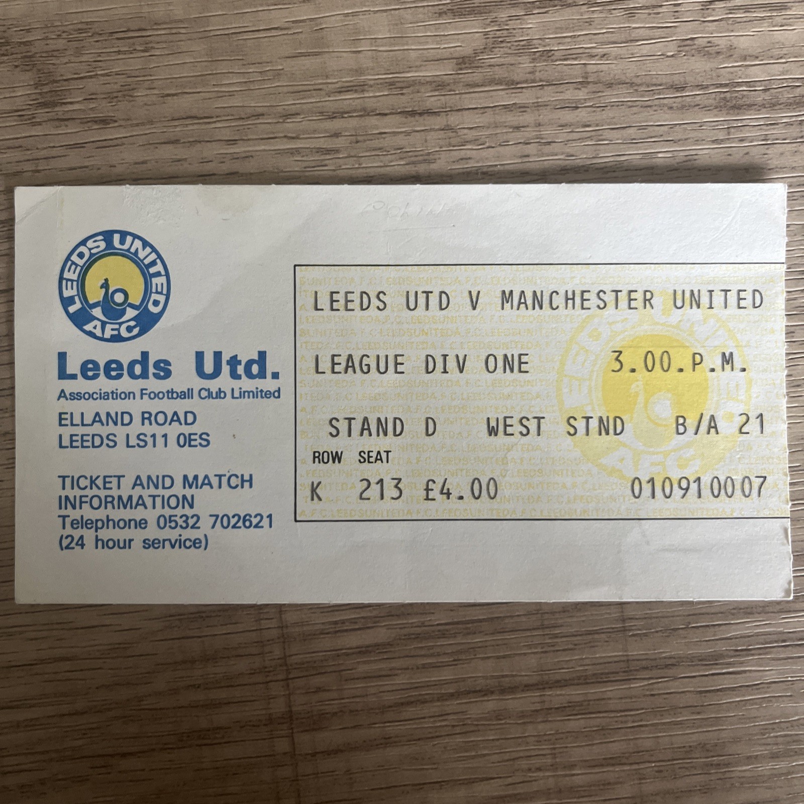 Leeds United v Manchester United Ticket 3/4/1982 for sale on Ebay