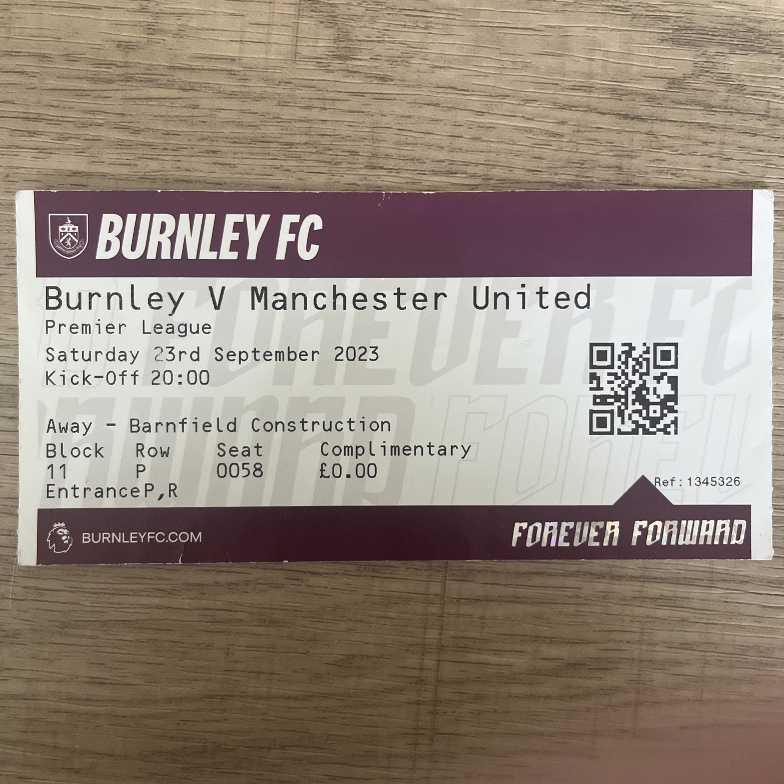 Burnley v Manchester United Ticket 23/9/2023 for sale on Ebay