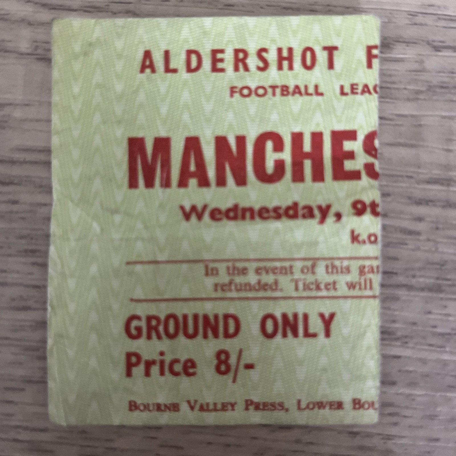 Aldershot v Manchester United ticket 9/9/1970 League Cup for sale on Ebay