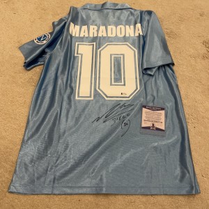 Diego Maradona Beckett COA Hand Signed Napoli Shirt Beckett Witness for sale on Ebay