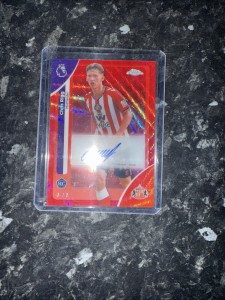 Topps Premier League Chrome 2026 Chris Rigg Rookie Auto /5 Red Wave Sunderland for sale on Ebay