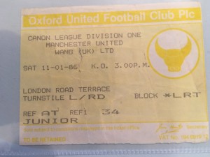 Watford V Man United 1986 ticket for sale on Ebay